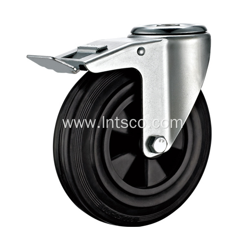 Bolt Hole Brake Industrial Plastic Core Rubber Casters